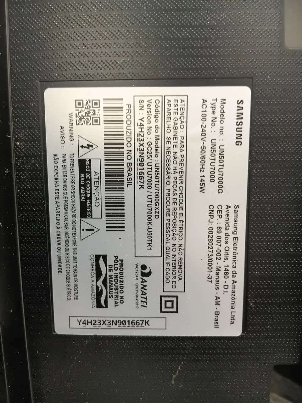 Kit da tv samsung  modelo un50tu7000g
