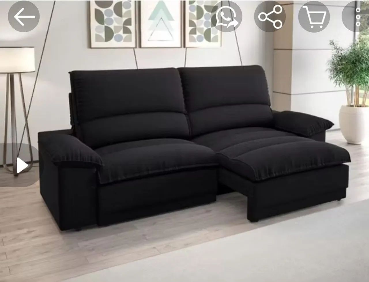 Sofá Retratil e Reclináveil Preto 2,00 mt418478311206430724