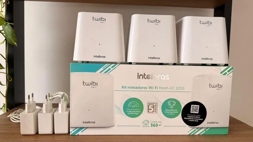 Kit Roteador Wi-Fi Mesh com 3 Unidades Twibi Giga+ Intelbras