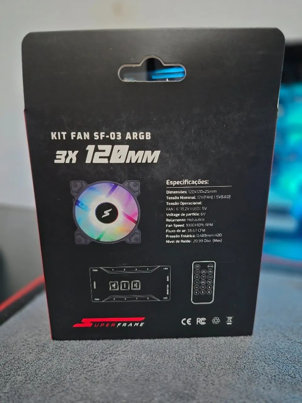 Kit 3 Fans SuperFrame Swift 120mm ARGB c/ Controladora - Foto 5