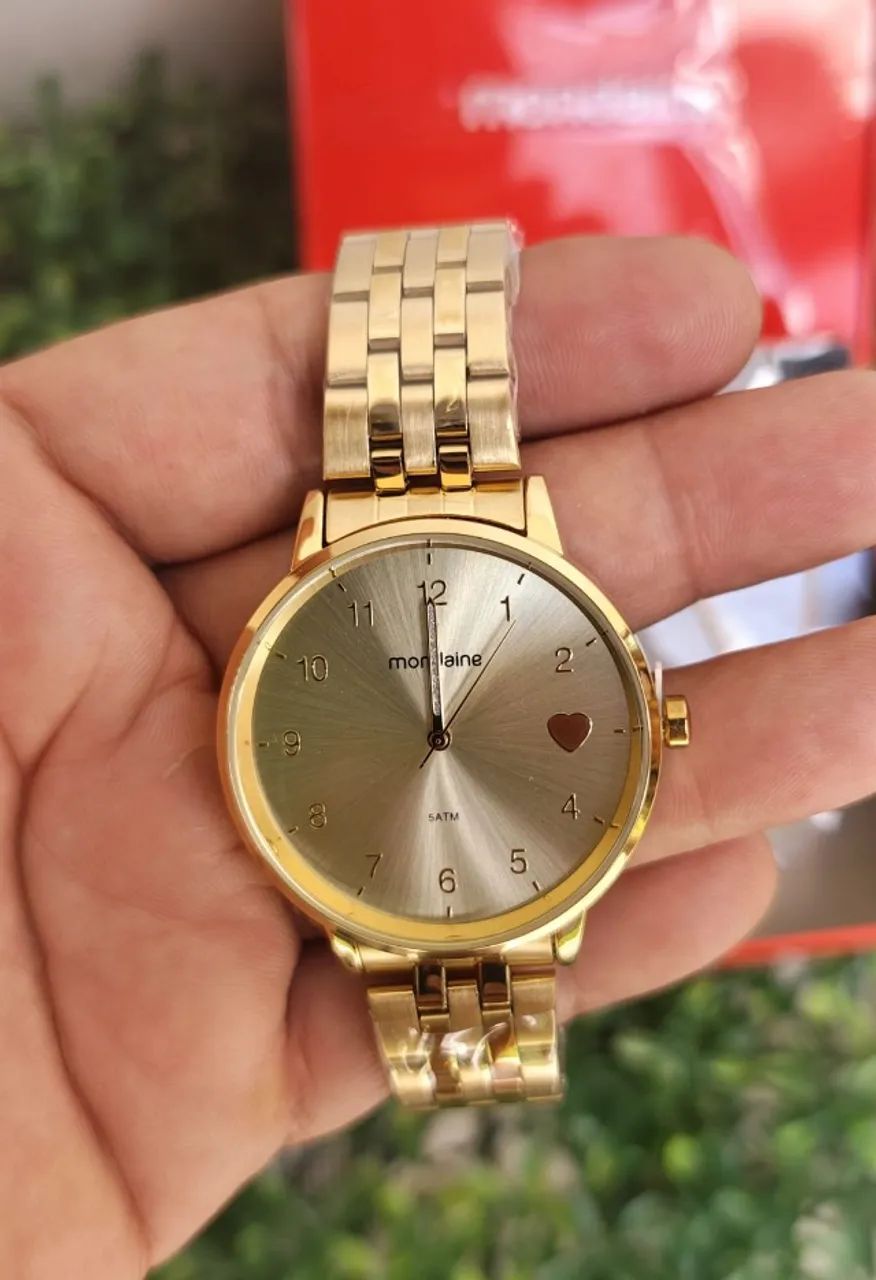 Relogio feminino Mondaine dourado novo