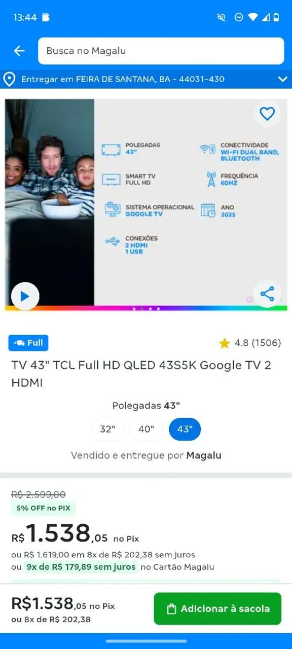 Tv TCL 43 polegadas 2025