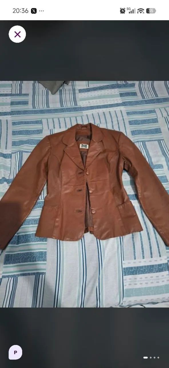 Jaqueta de couro legítimo 