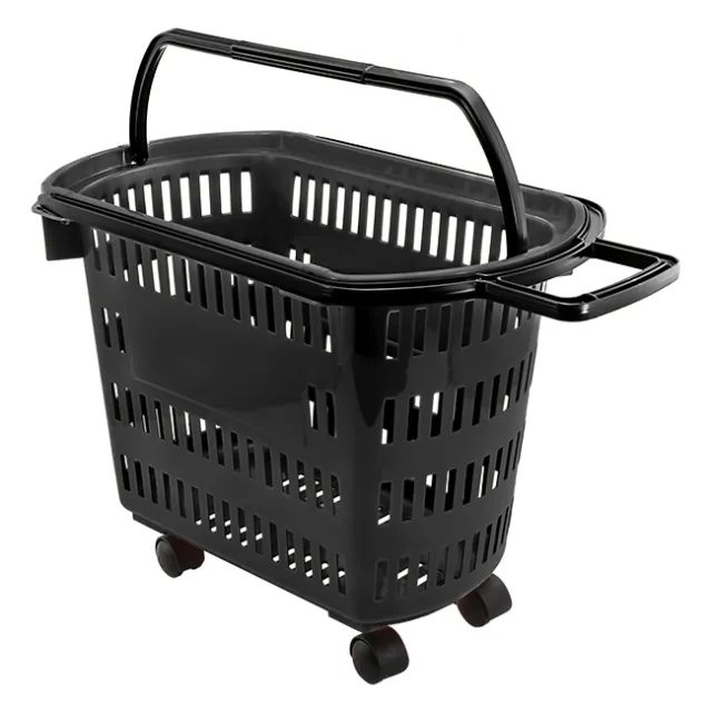 7210 - CESTA PLASTICA D-300 PRETA DE 30L C/RODAS  / MARCA: DELLAPLAST
