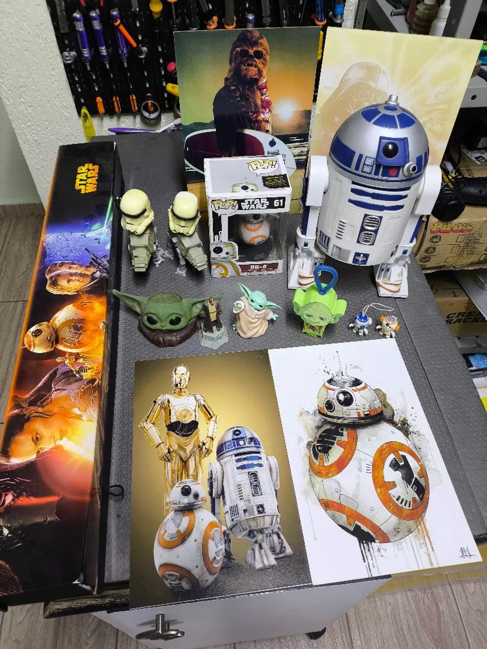 Lote Star Wars Colecionável - Bonecos, Funko Pop e Quadros Decorativos 