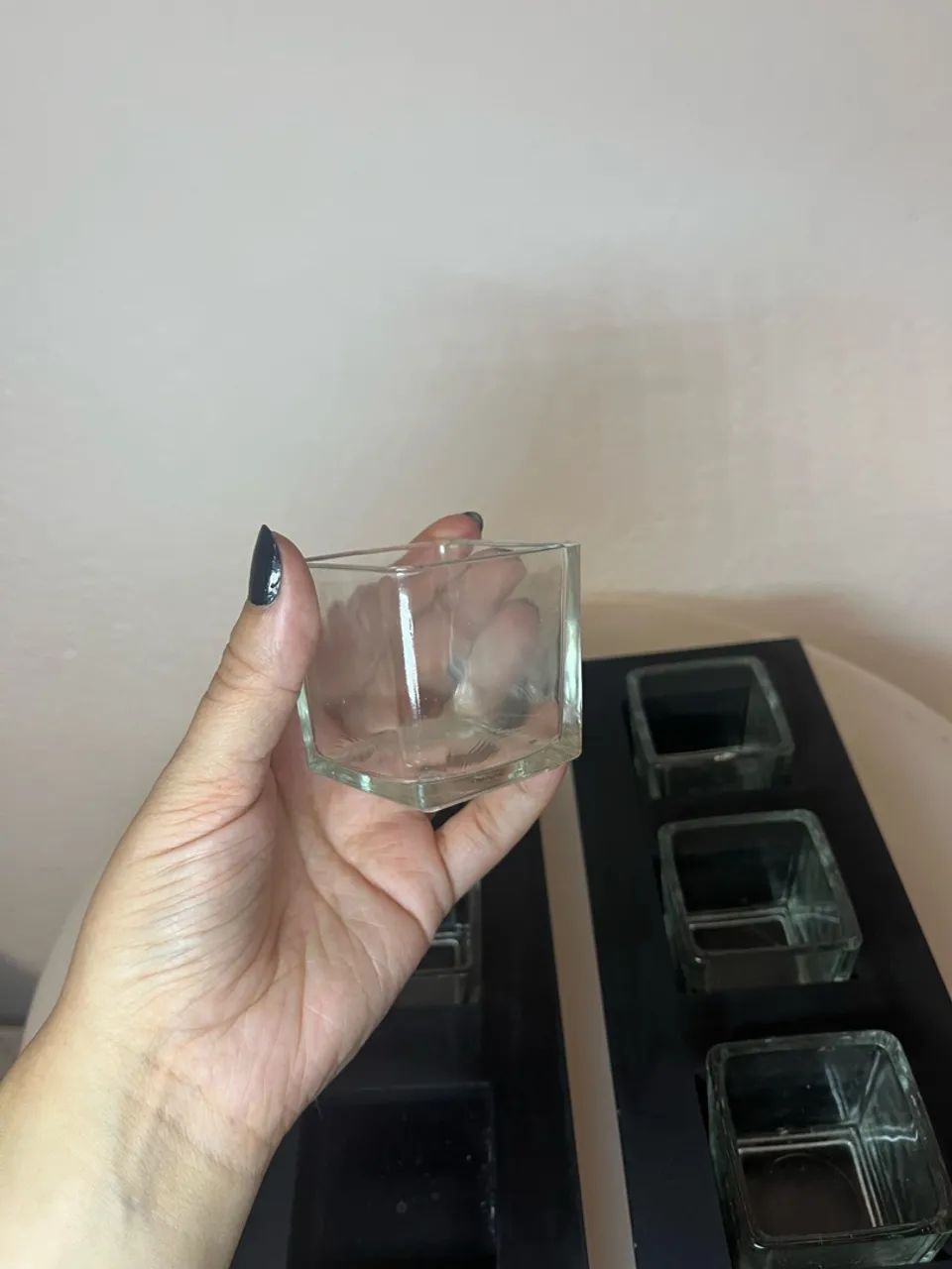Suporte para velas em madeira e vidro  - Foto 2