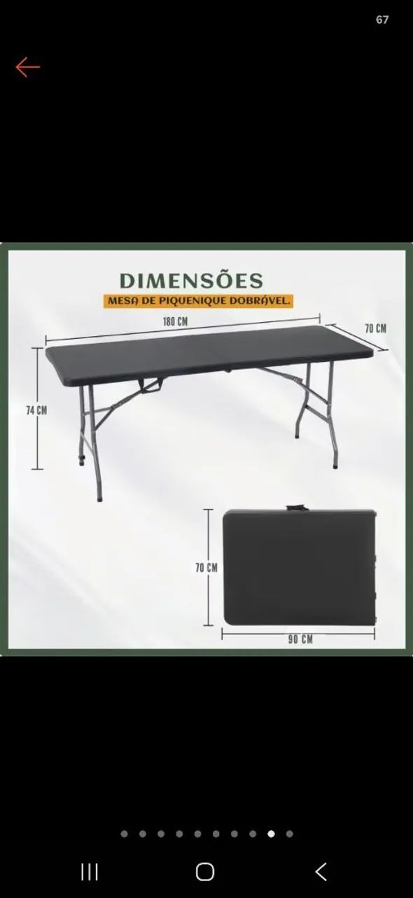 Mesa dobrável 1,80 metros 