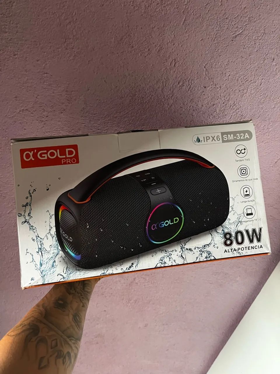 Caixa de som Portátil 80w