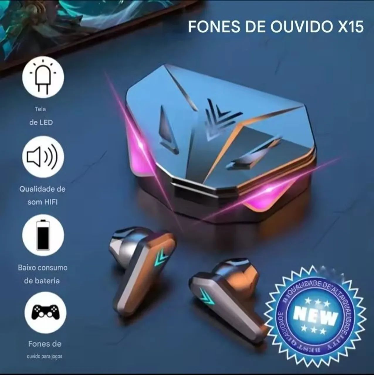 Fone de Ouvido X15 Bluetooth 5.3 Som 9D - Foto 4