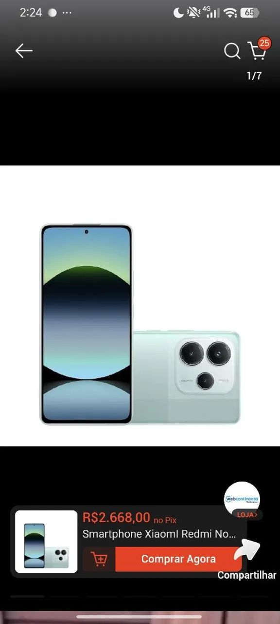 ? Esse é o Xiaomi Redmi Note 14 8G, na cor azul Claro /