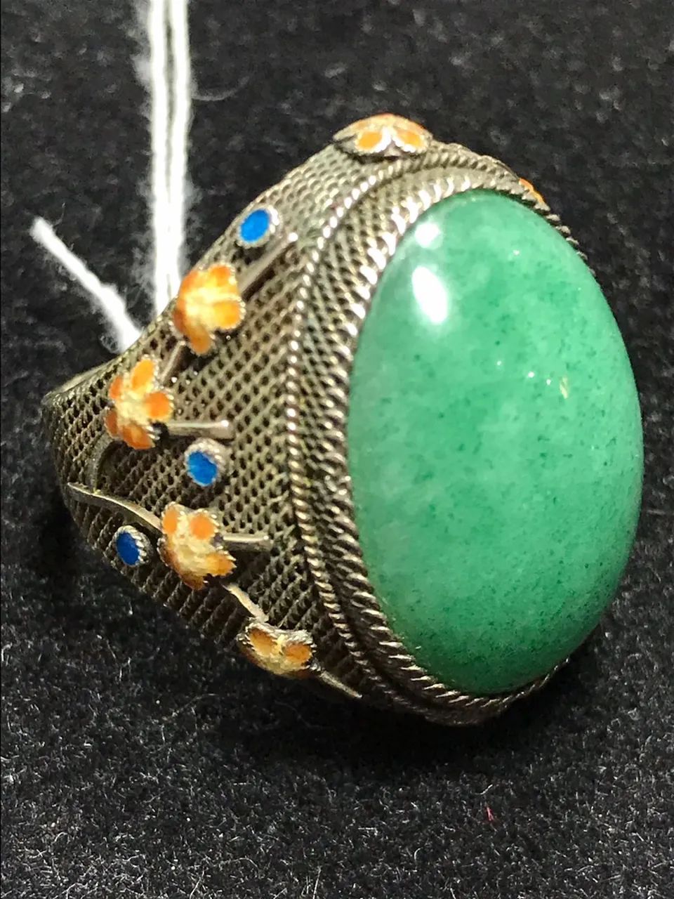 Anel de Prata Vintage com Pedra Jade - Foto 3