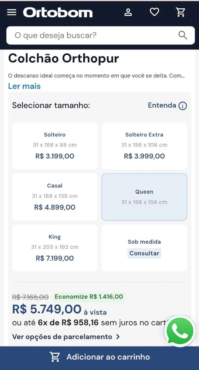 Colchão Orthopur Queen