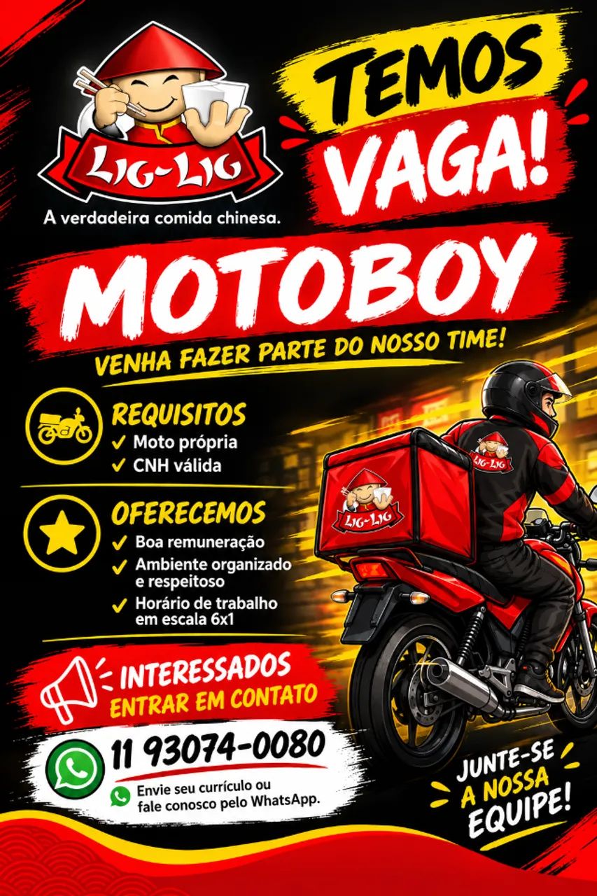 Vaga para Motoboy