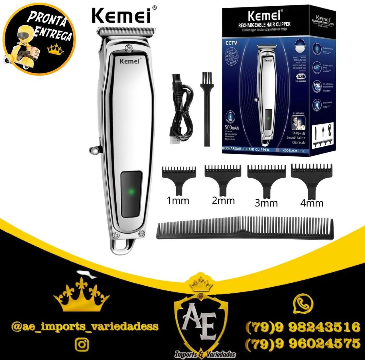 Máquina de acabamento Kemei dourada e prata