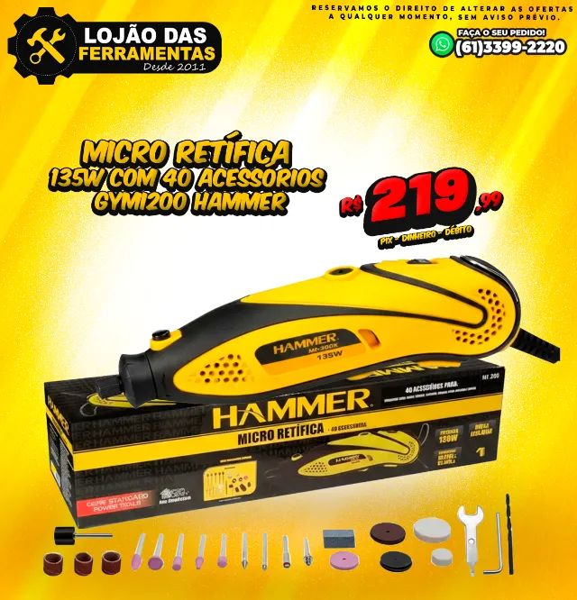 Micro Retífica 135w Com 40 Acessórios Gymi200 Hammer