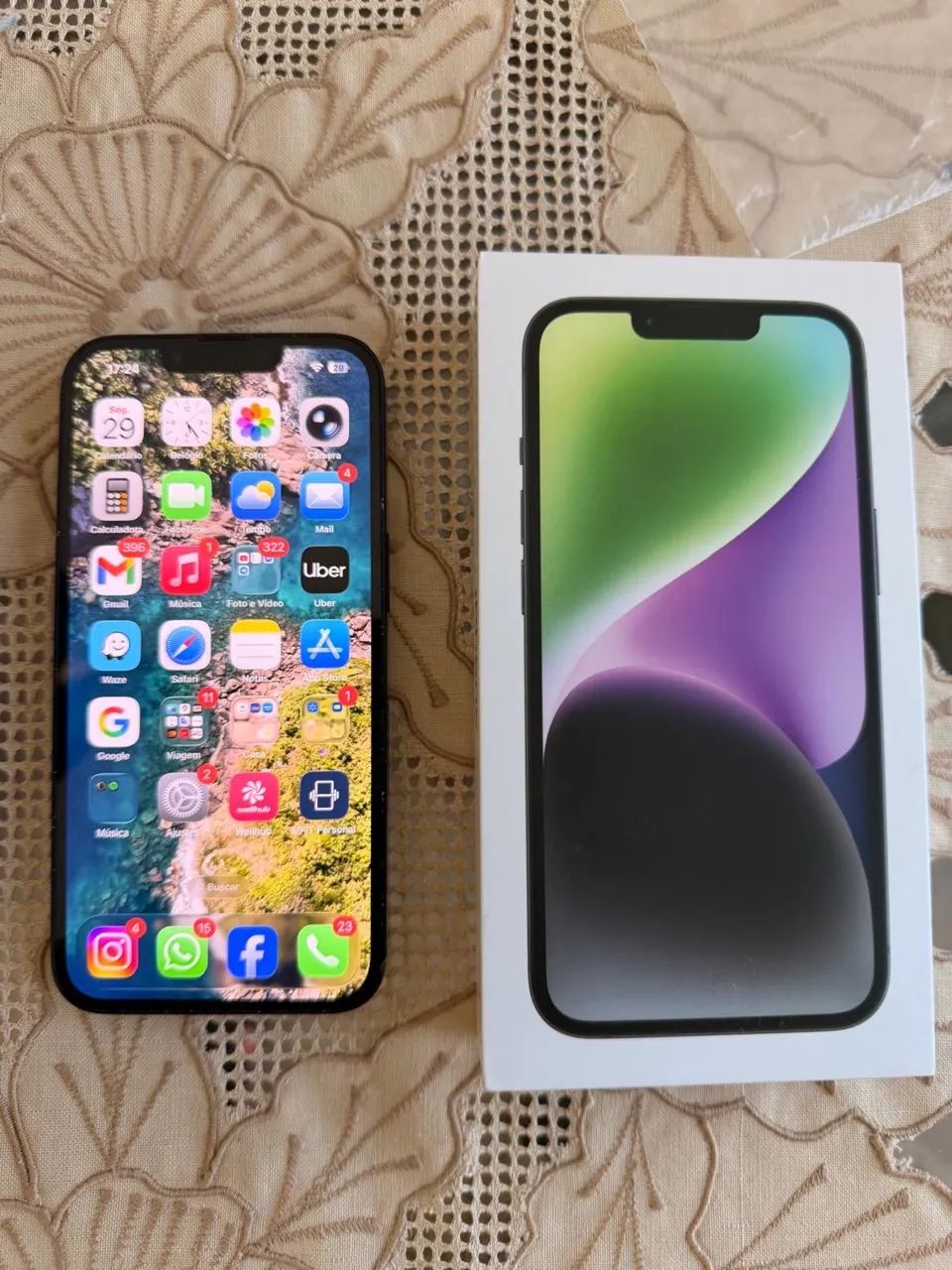 iPhone 14 256GB cor meia noite . Todo original com caixa e NF 