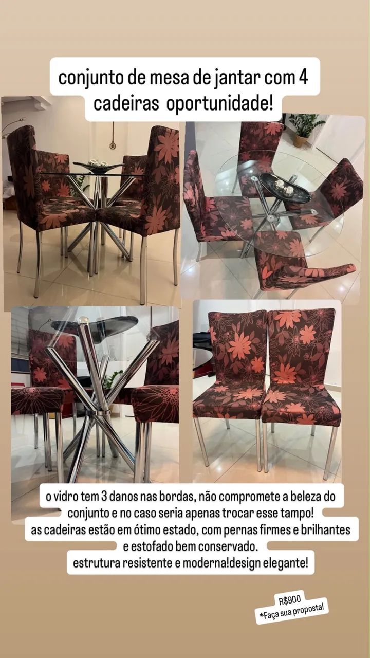 Conjunto de mesa de jantar - redonda vidro - Foto 5
