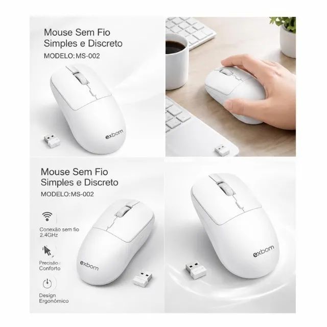 Mouse Sem Fio Simples e Discreto Branco NMS-007  - Foto 3