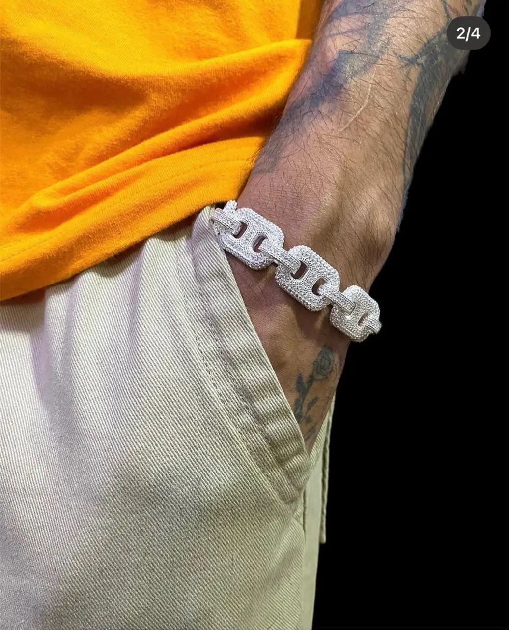 Pulseira prata cravejada 