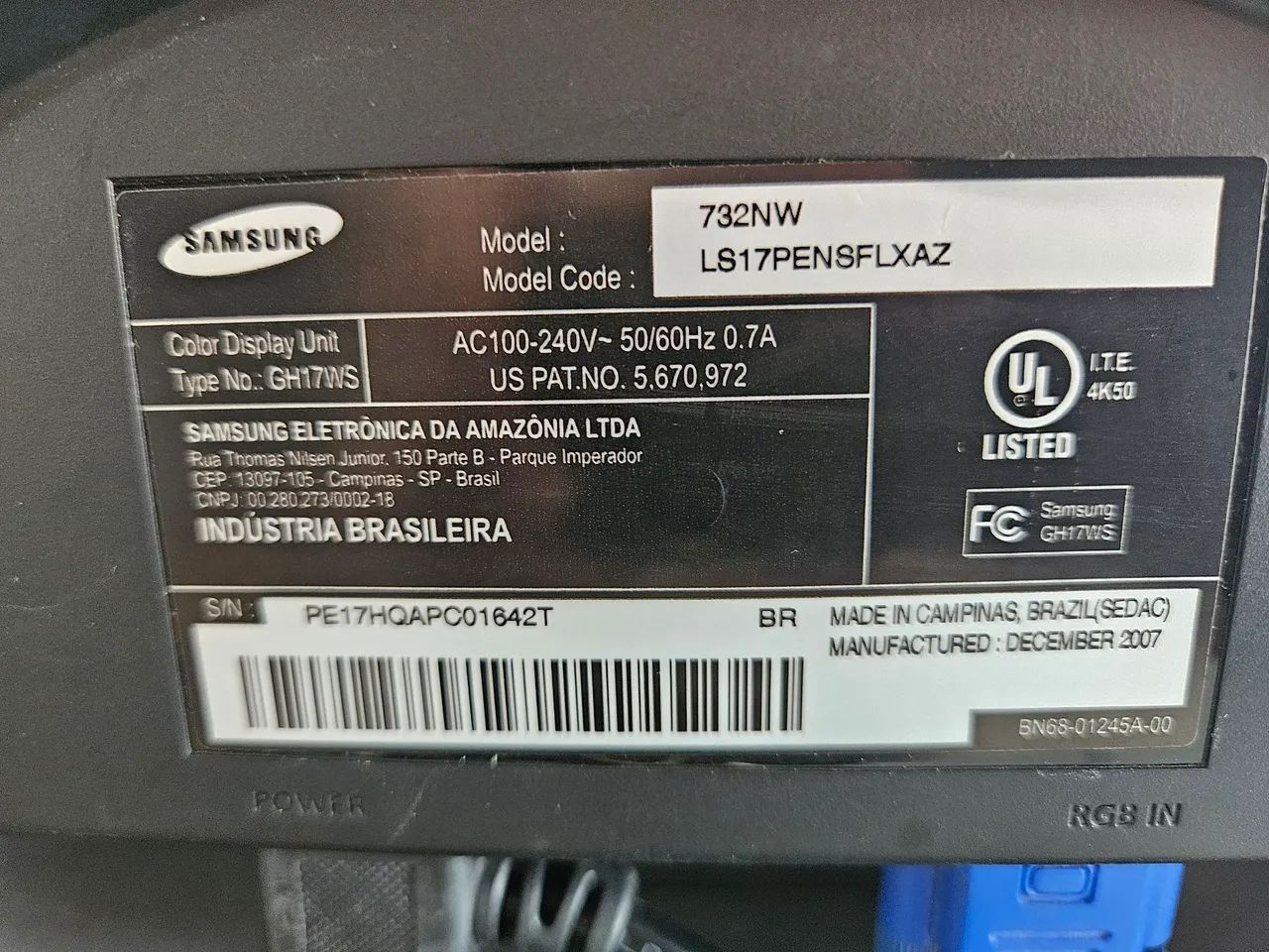 Monitor Samsumg 17" com adaptador hdmi - Foto 3