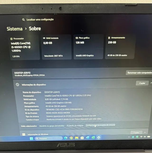 NOTEBOOK ASUS VIVOBOOK CORE I5 - 8GB RAM - SSD 256GB - Foto 5