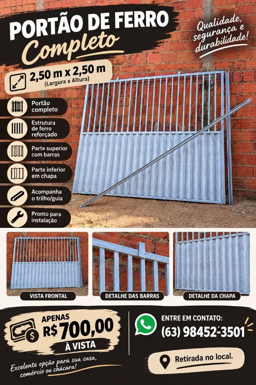 Portão de ferro completo