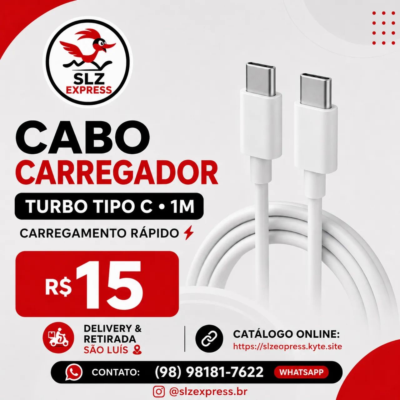 Cabo Carregador Turbo Tipo C 1m