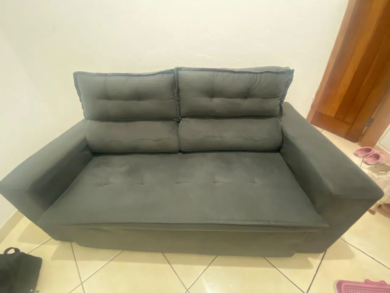 Sofá-cama 2 lugares cinza  - Foto 2