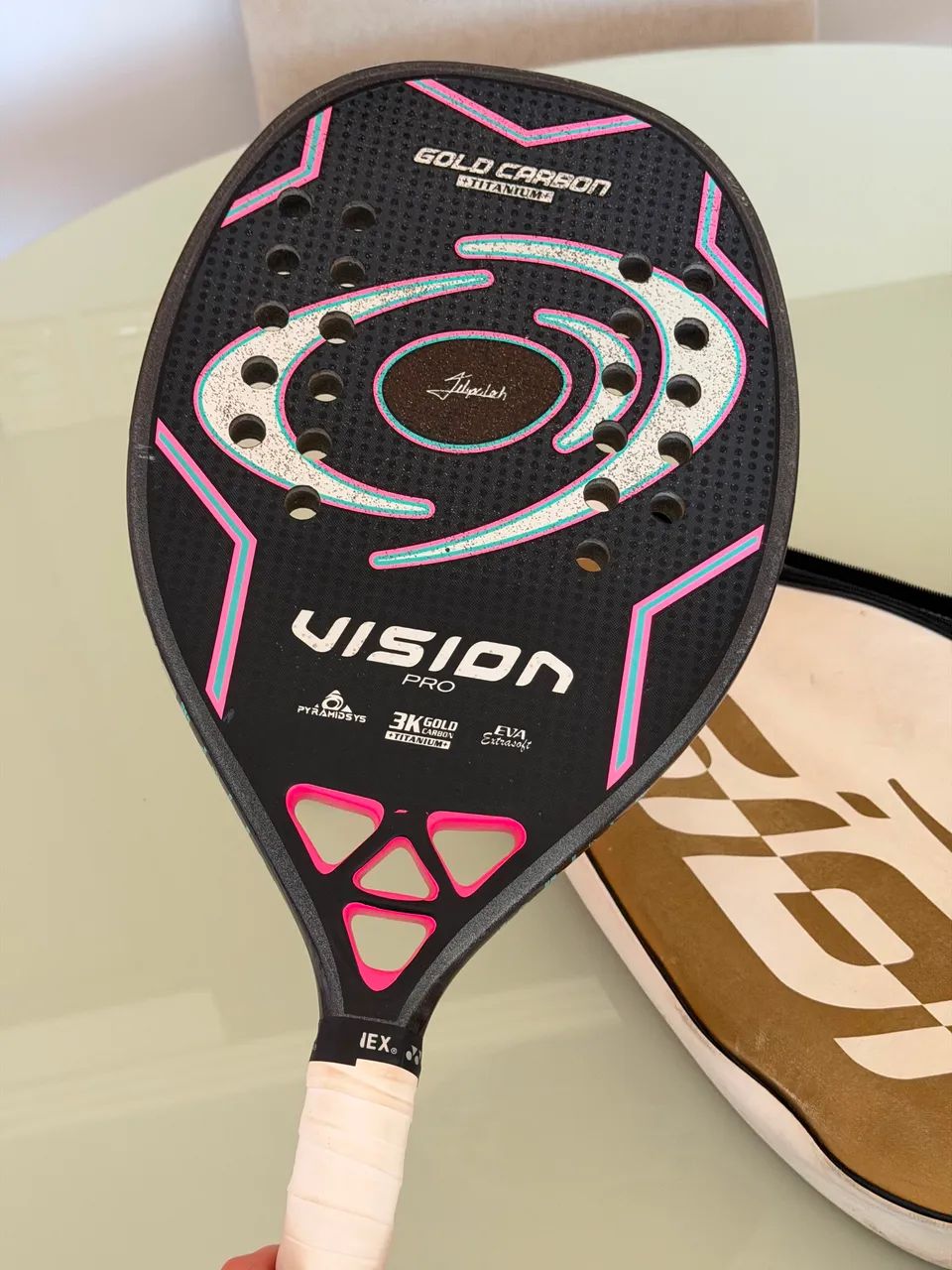 Raquete Vision Pro Gold Carbon 3K Titanium - Foto 2