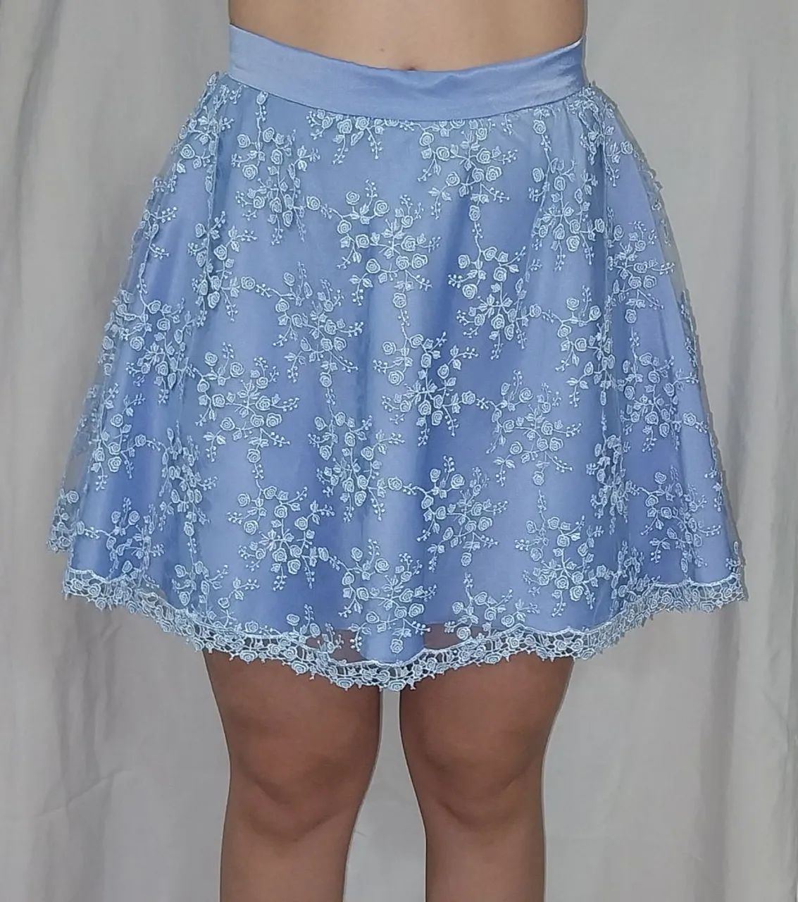 saia azul com renda bordada - Foto 3