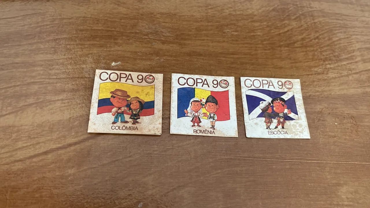3 Figurinhas da Copa do Mundo de 1990 - Elma Chips