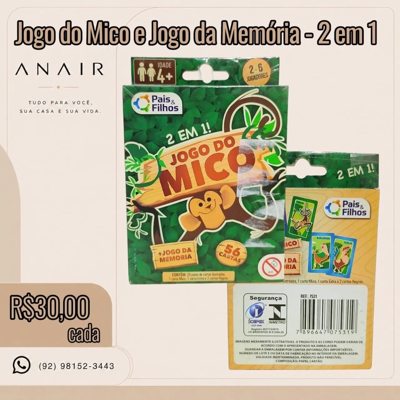 Jogo do Mico e Jogo da Memória - 2 em 1