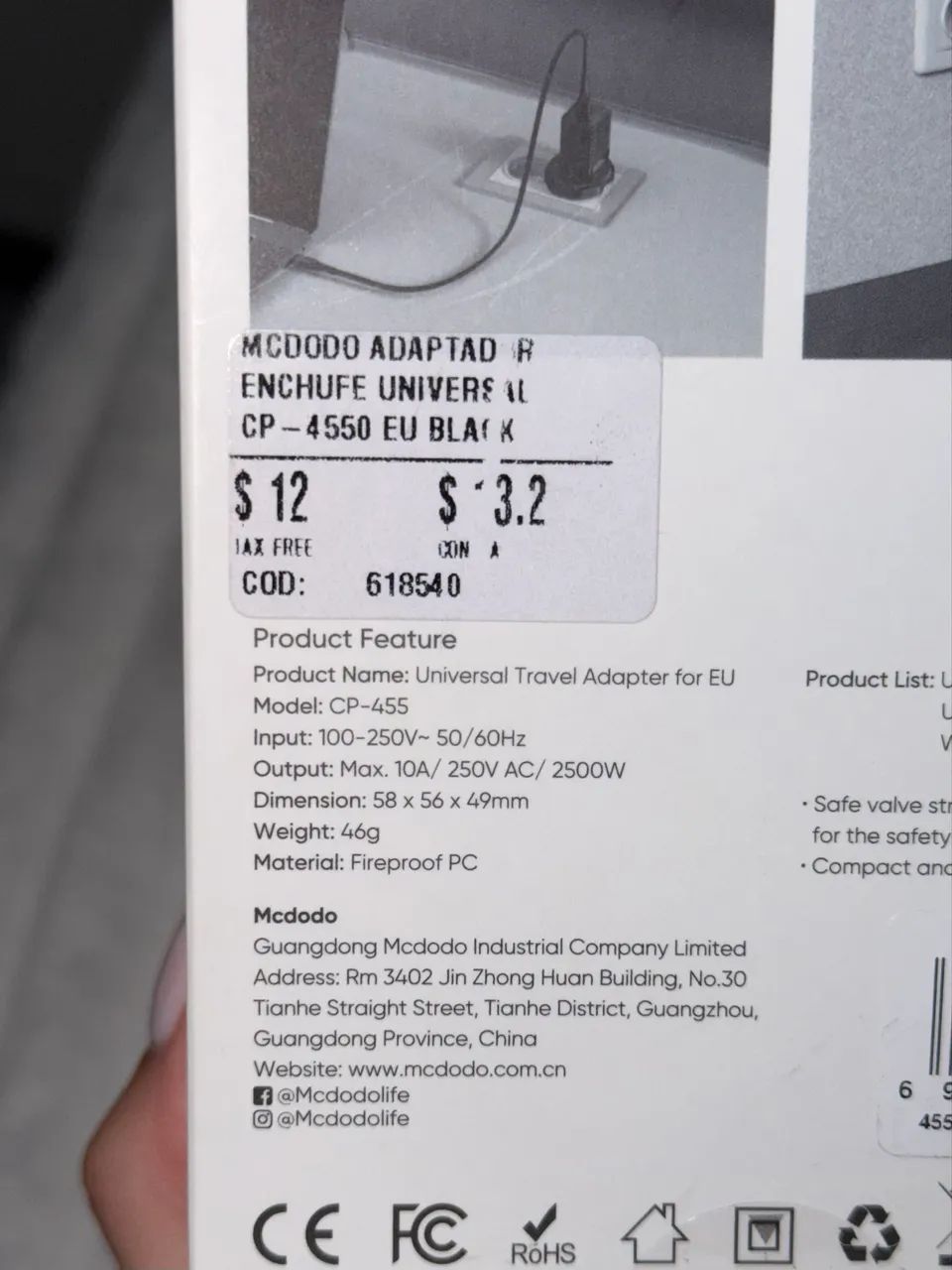 Adaptador Universal a prova de fogo - Mcdodo CP-4550 Travel Eu Plug - Preto - Foto 5