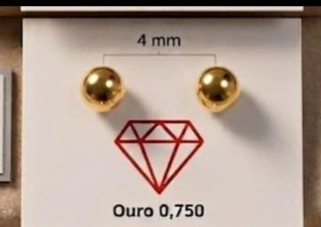 Brinco de bolinha de ouro 18k 