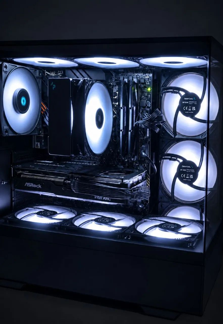 Kit com 8 Fans DeepCool RF120W White + Controladora