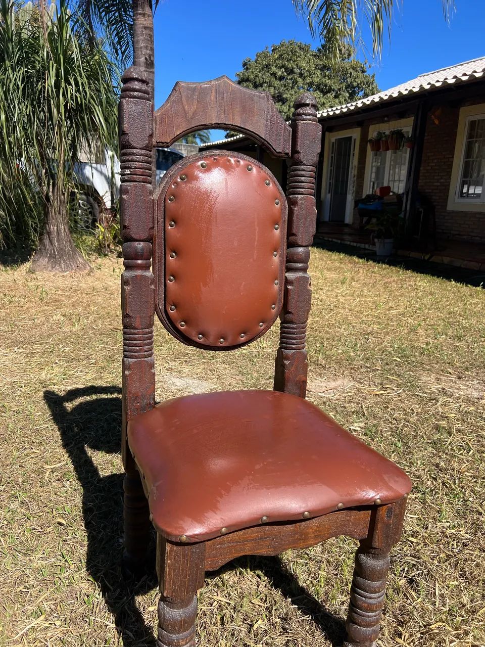 CADEIRA ANTIGA ESTILO TRONO - Foto 5