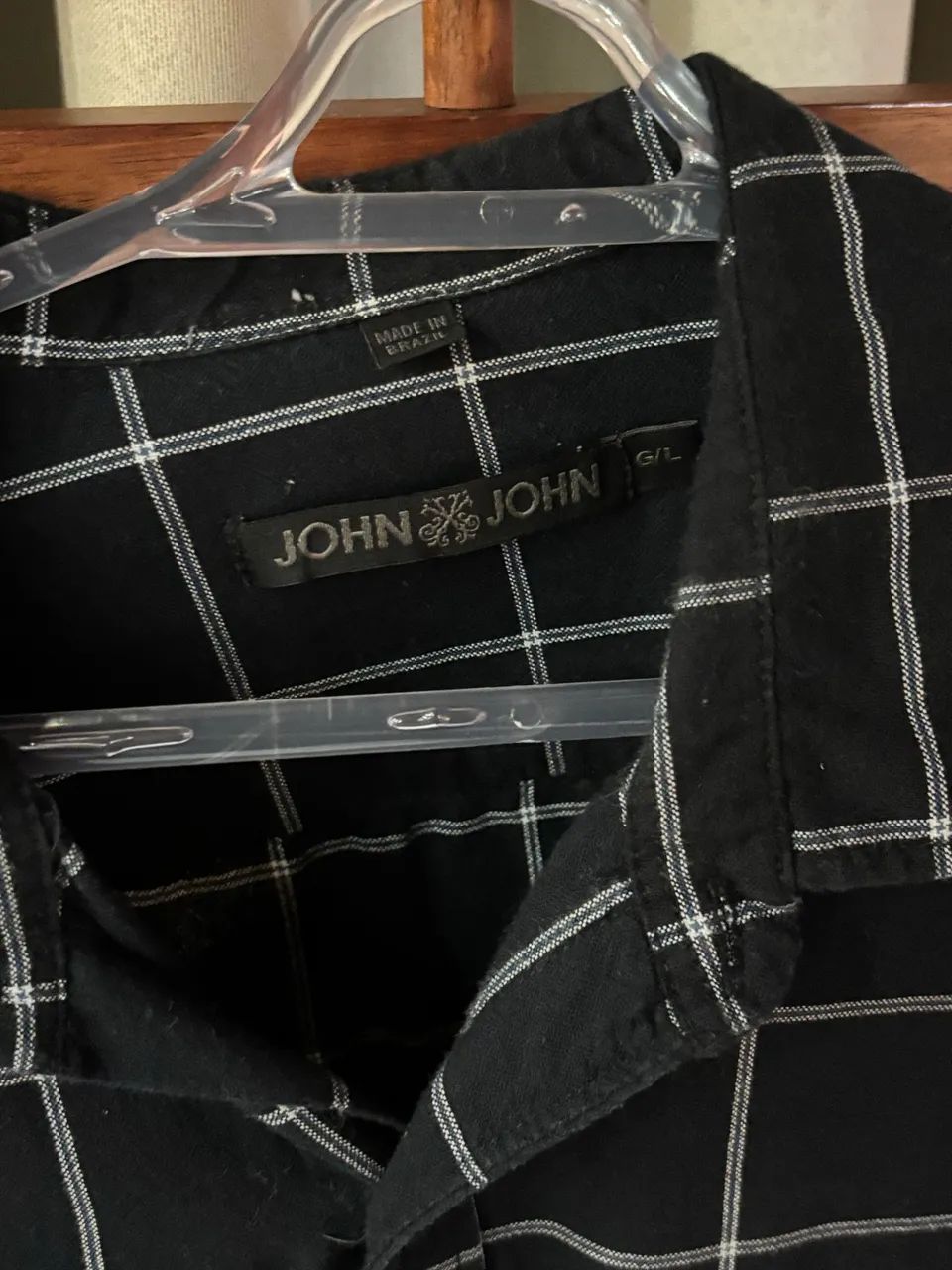 Camisa John John Xadrez Preta masculina - Foto 3