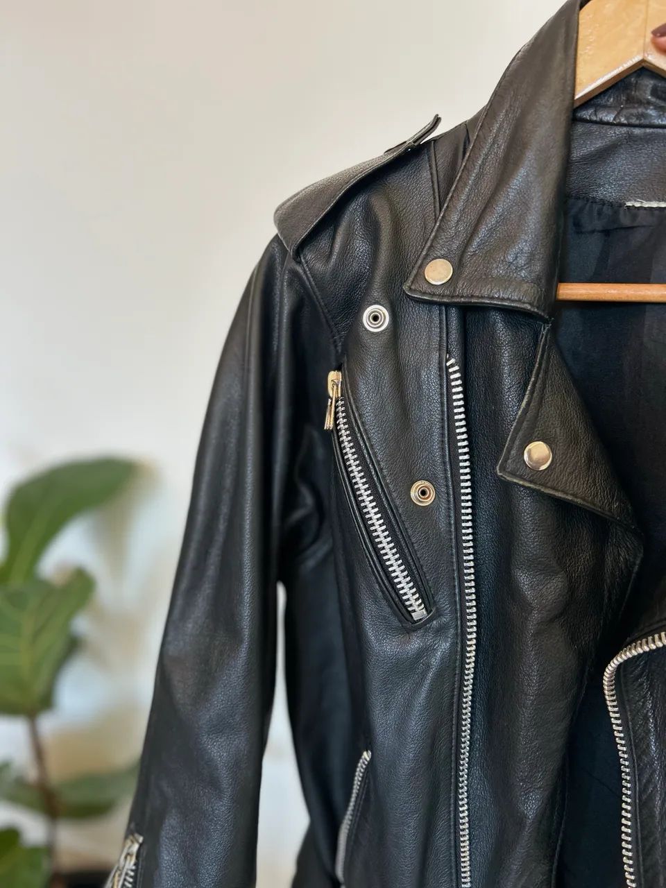 Jaqueta de Couro Legítimo M Preta Biker - Foto 2