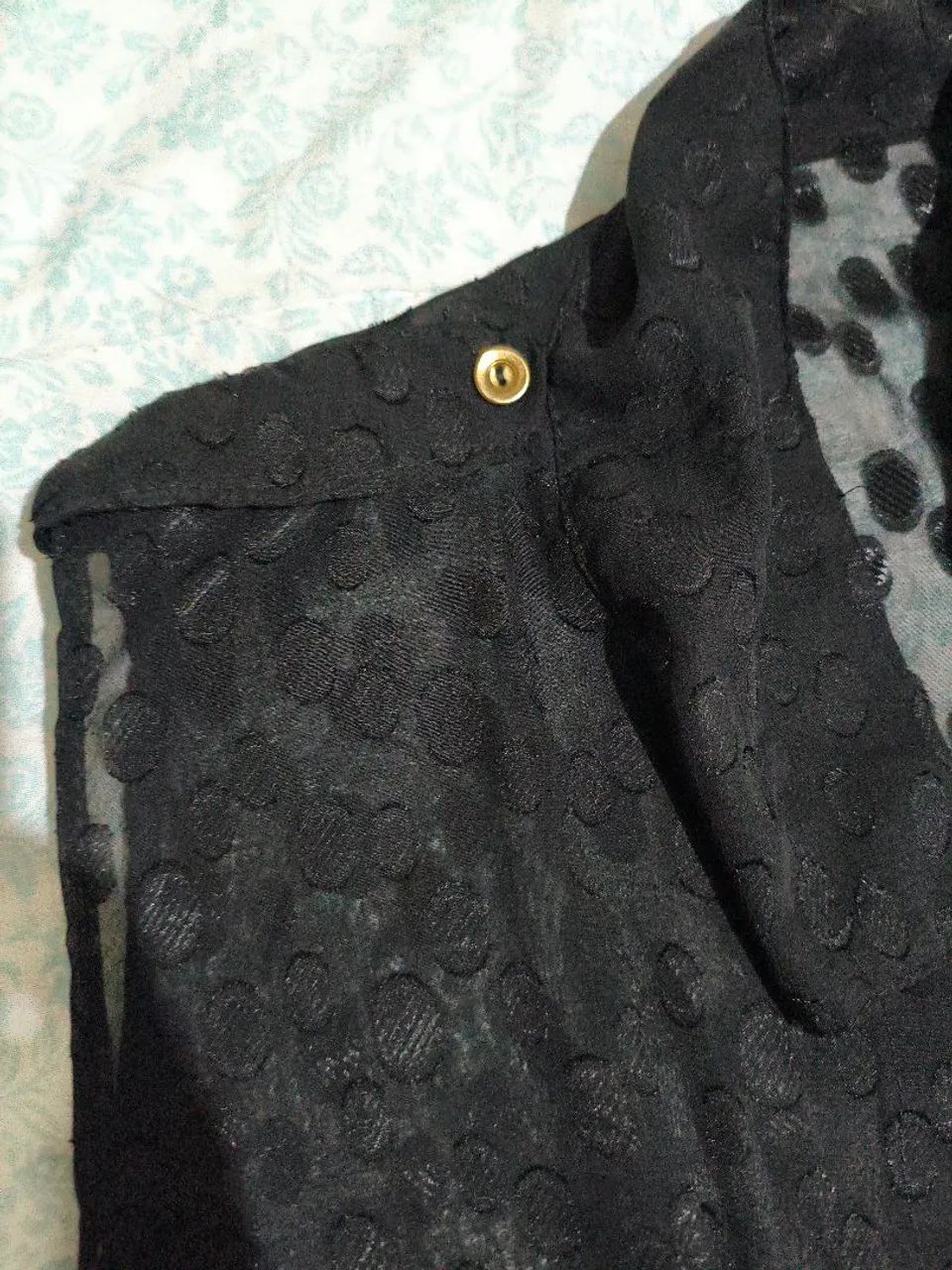 Blusa feminina transparente M preta - Foto 5