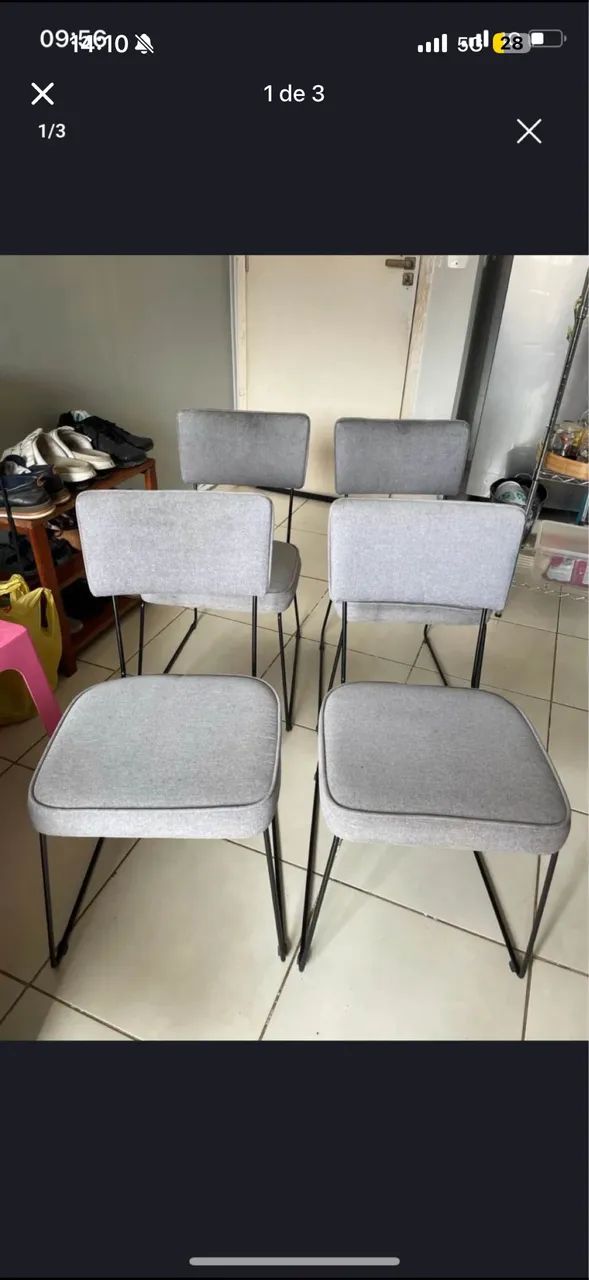 Jogo Cadeiras Estofadas/Ferro Industrial CAMICADO