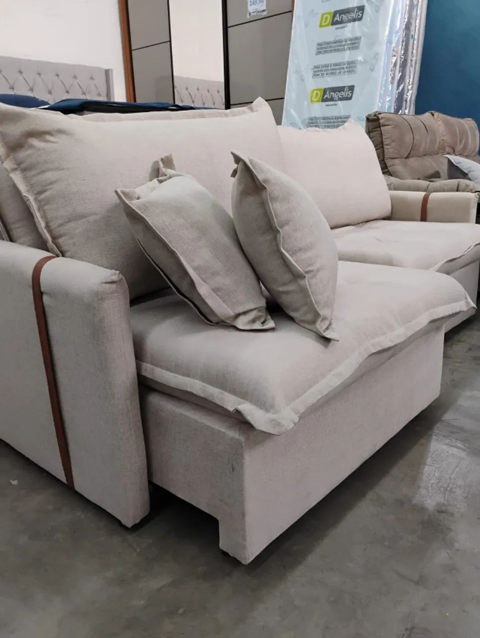 Sofá cama linho entrega grátis 3 Lugares