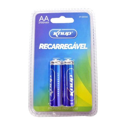 2 Pilhas Aa Recarregável 2700Mah KP-2800AA Knup Blister Lacrado Pronta Para Uso