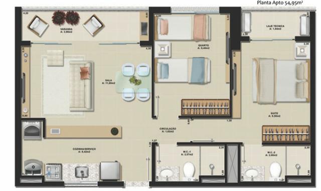 Praça da Luz, Novo, 2o. Andar, Nascente, 55m2, 2 Qtos, 2 WC´s, 2 Vagas e Lazer Completo - Foto 11