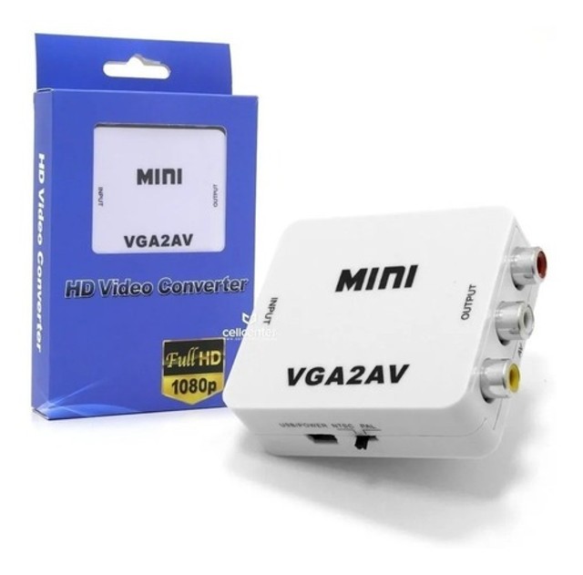 Conversor Adaptador Vga Para Áudio E Vídeo Av Rca