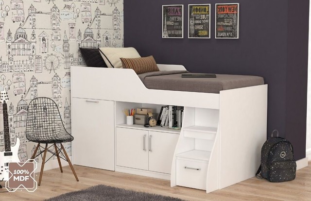 Quarto cama escrivaninha cama solteiro multifunções 
