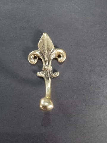 Cabide para parede flor de liz em bronze maciço + Brinde 