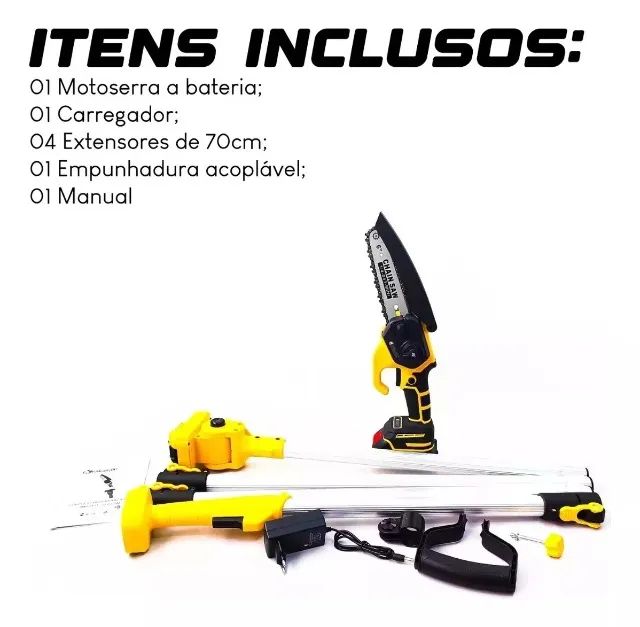 Mini Motoserra Com 2 baterias 25V e Cabo Extensor Multi Funções Nova Lacrada - Foto 4