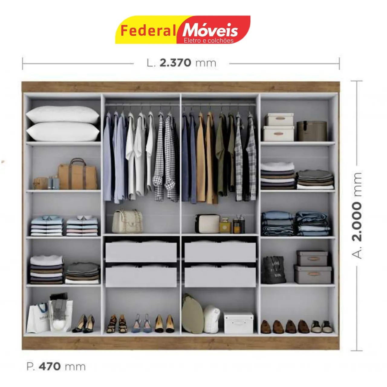 Guarda Roupa 8 Portas e 4 Gavetas Novo Pronta Entrega  - Foto 2