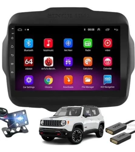 Kit Multimídia Jeep Renegade 2016-2020 Android Câmera De Ré