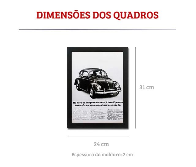 Kombi corujinha - Kit de 3 quadros decorativos com propaganda original de revista - Foto 5